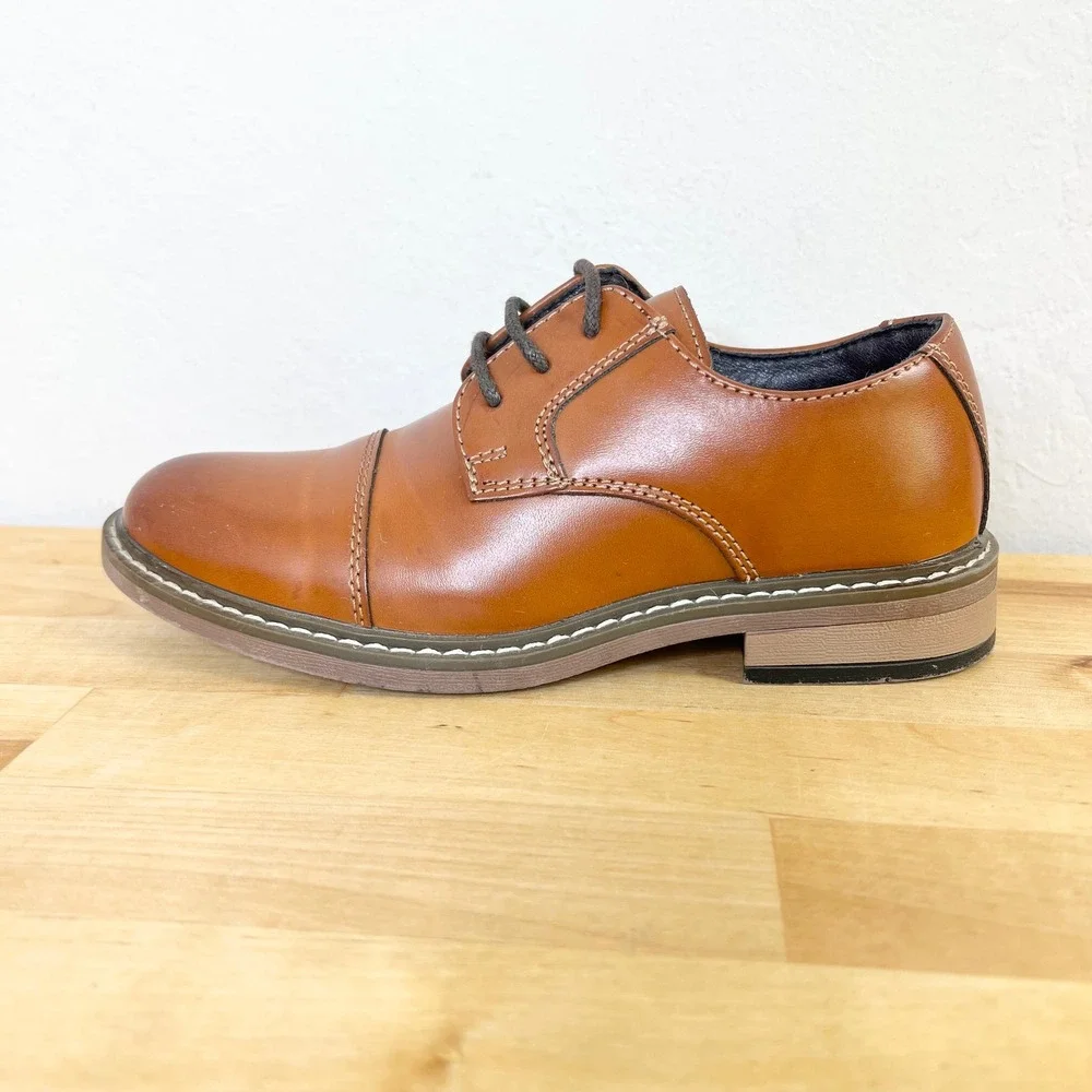 Bruno Marc Dress Shoes Oxford Boys Size 13 Brown Cap Toe Lace Up Formal Wedding